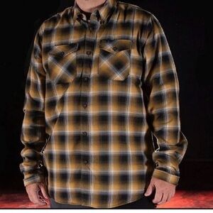 DIXXON Men's Casual Plaid Shirt - Black and Gold F☠️CK CANCER